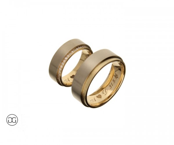 Trauringe Bicolor Rosegold Weißgold 585 Brillanten 0,23ct