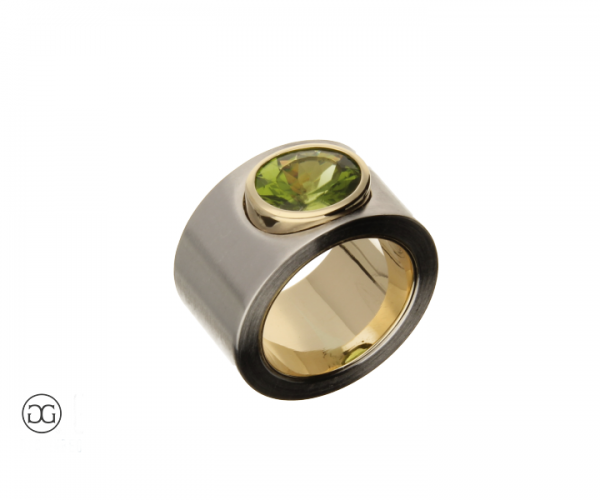 Peridotring 4,40ct Gelbgold Edelstahl