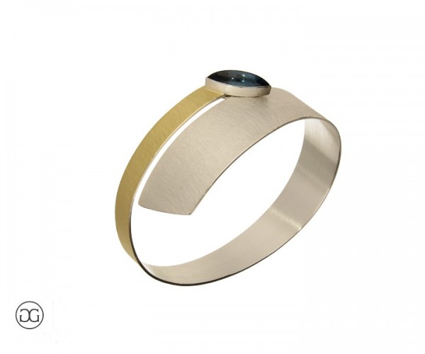 Armreif Silber 935 Bicolor Topas