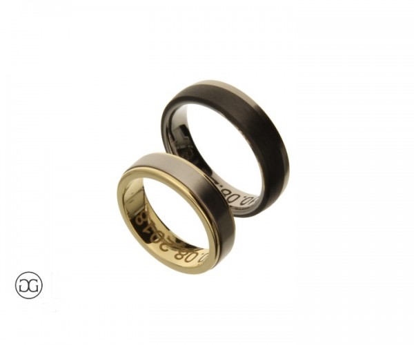 Trauringe Gelbgold 585 Titan Karbon