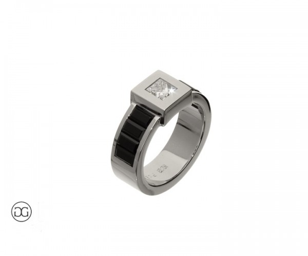 Männerring Palladium 950 Diamant schwarze Spinelle