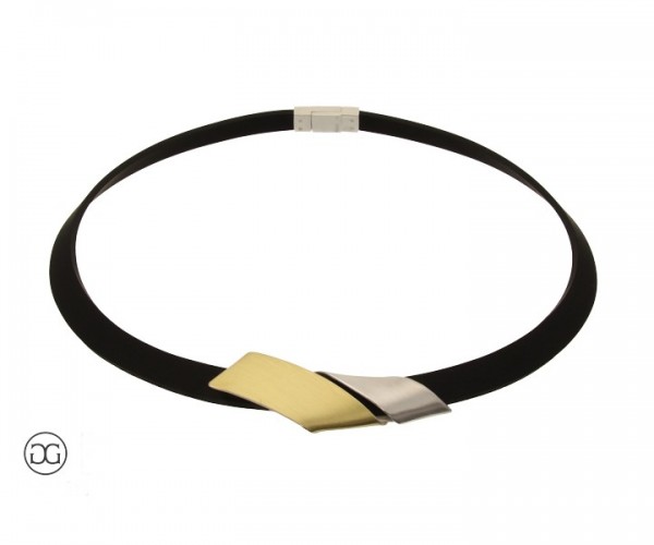 Collier Silber Bicolor Kautschukband