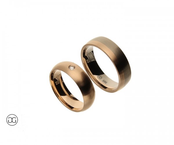 Trauringe Rotgold Weißgold 585 Brillant 0,05ct