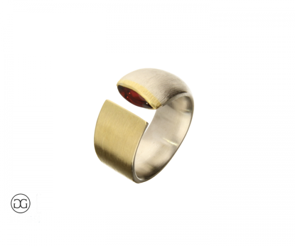 Damenring Silber Bicolor Granat