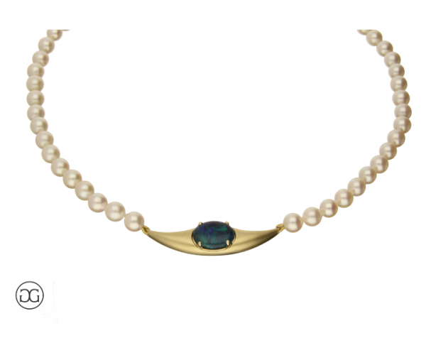 Collier Akoya-Zuchtperle Opal