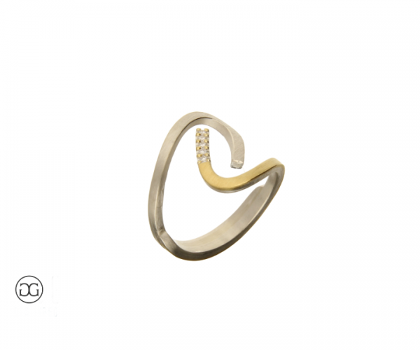 Damenring Silber Bicolor Brillant