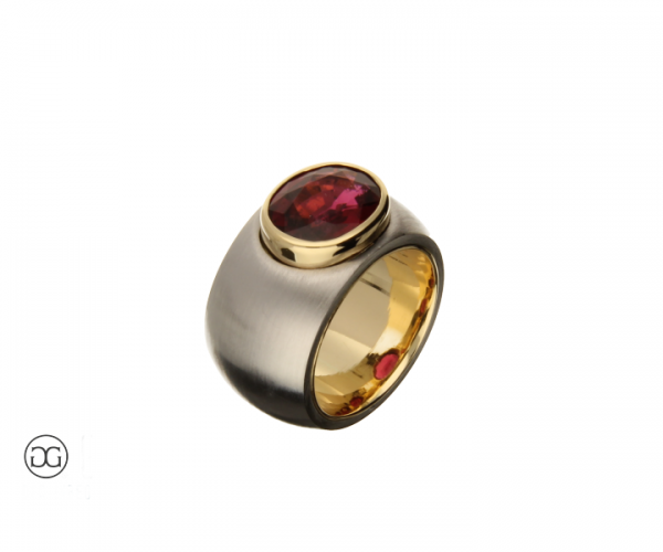 Turmalinring 4,30ct Gelbgold Edelstahl