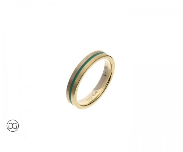 Trauring Bicolor Weißgold Gelbgold Colorit grün