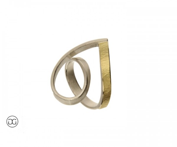 Damenring Silber Bicolor