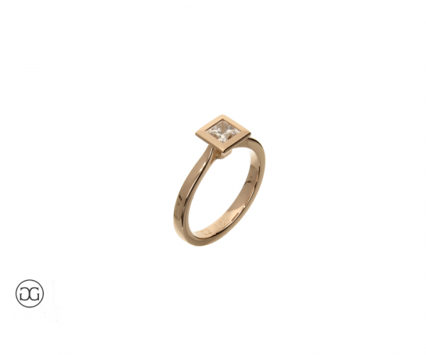 Solitärring Rotgold 585 Diamant-Princessschliff 0,40ct