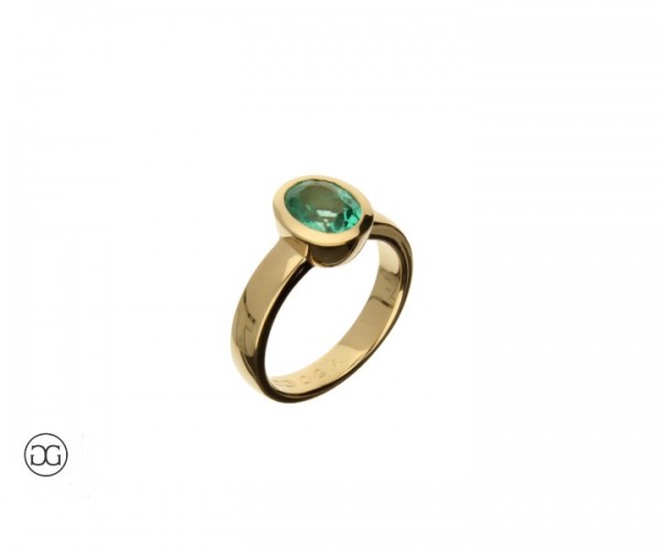 Damenring Gelbgold 750 Smaragd 1,49ct