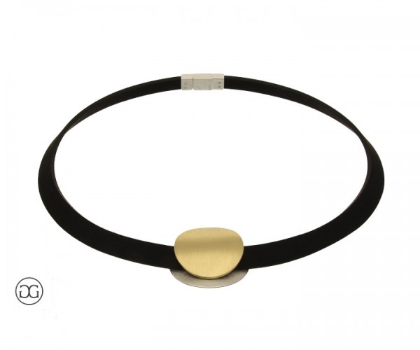 Collier Silber Bicolor Kautschukband