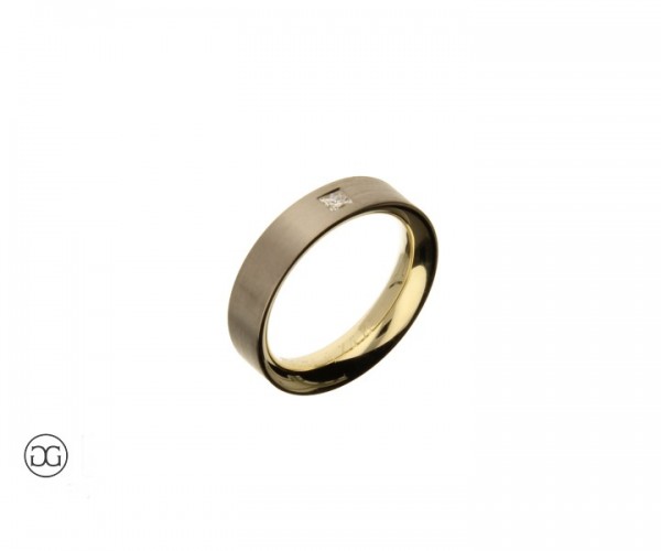 Damenring Bicolor 585 Diamant im Princess-Schliff 0,11ct