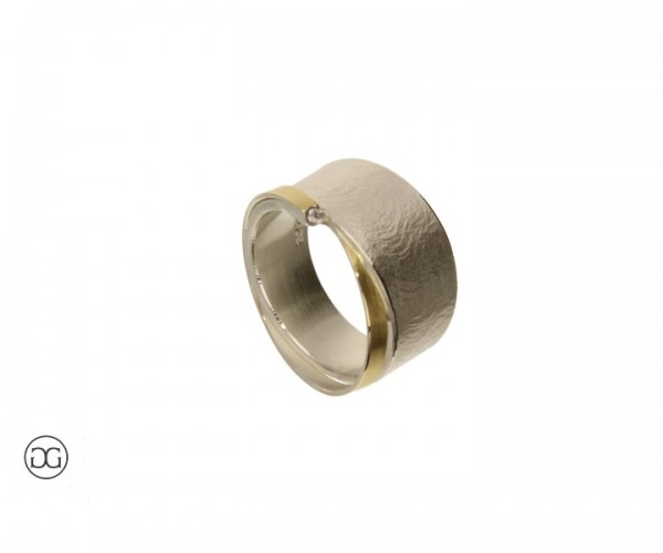 Damenring Silber Bicolor Brillant 0,012ct