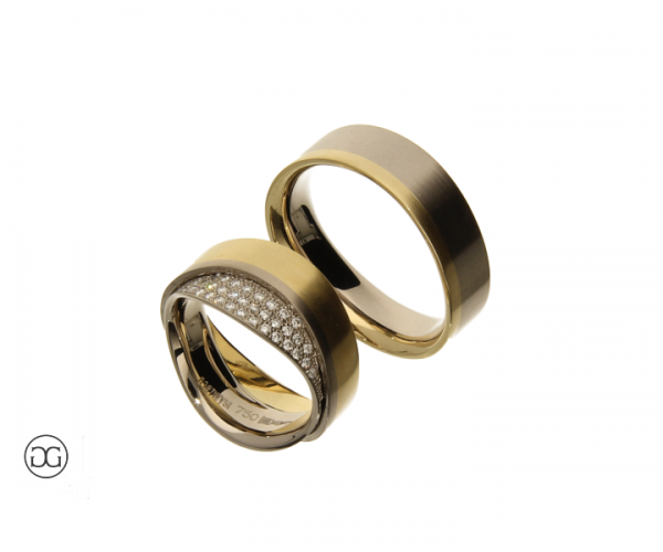 Trauringe Bicolor Gelbgold Weißgold 750 Brillanten 0,38ct