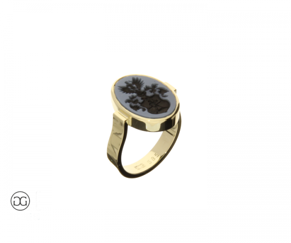 Damenring Onyx Wappengravur