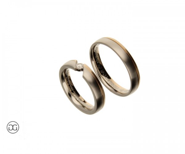 Trauringe Bicolor Palladium 950 Rotgold 585 Brillant 0,10ct