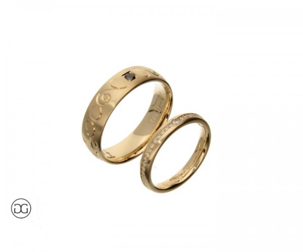 Trauringe Rosegold 585 Brillanten schwarz weiß