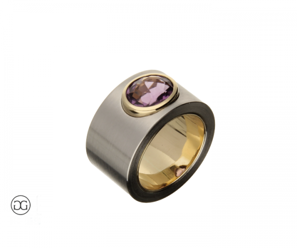 Amethystring 3,17ct Gelbgold Edelstahl