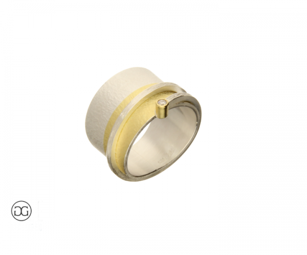 Damenring Silber Bicolor Brillant 0,03ct