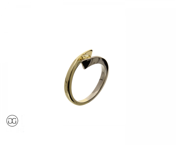 Damenring Gelbgold 585 Palladium 950 gelber Turmalin