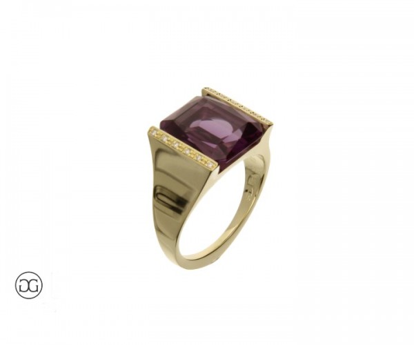 Damenring Gelbgold 585 Amethyst Brillant